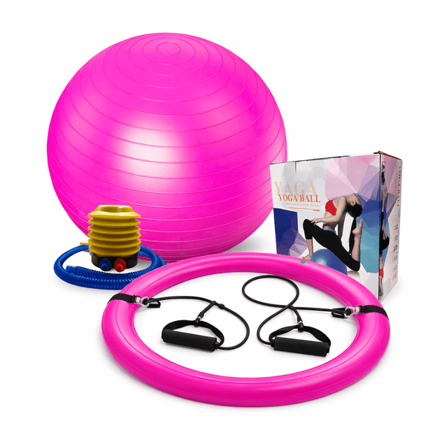 Set Balón Yoga Pilates 65 cm con Aro y Bandas de Resistencia