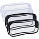 thumbnail image 1 of Estuche de PVC transparente con cremallera (4 unidades), portátil, transparente, de gran capacidad, para maquillaje, papelería de oficina y viajes (blanco y negro)., 1 of 7