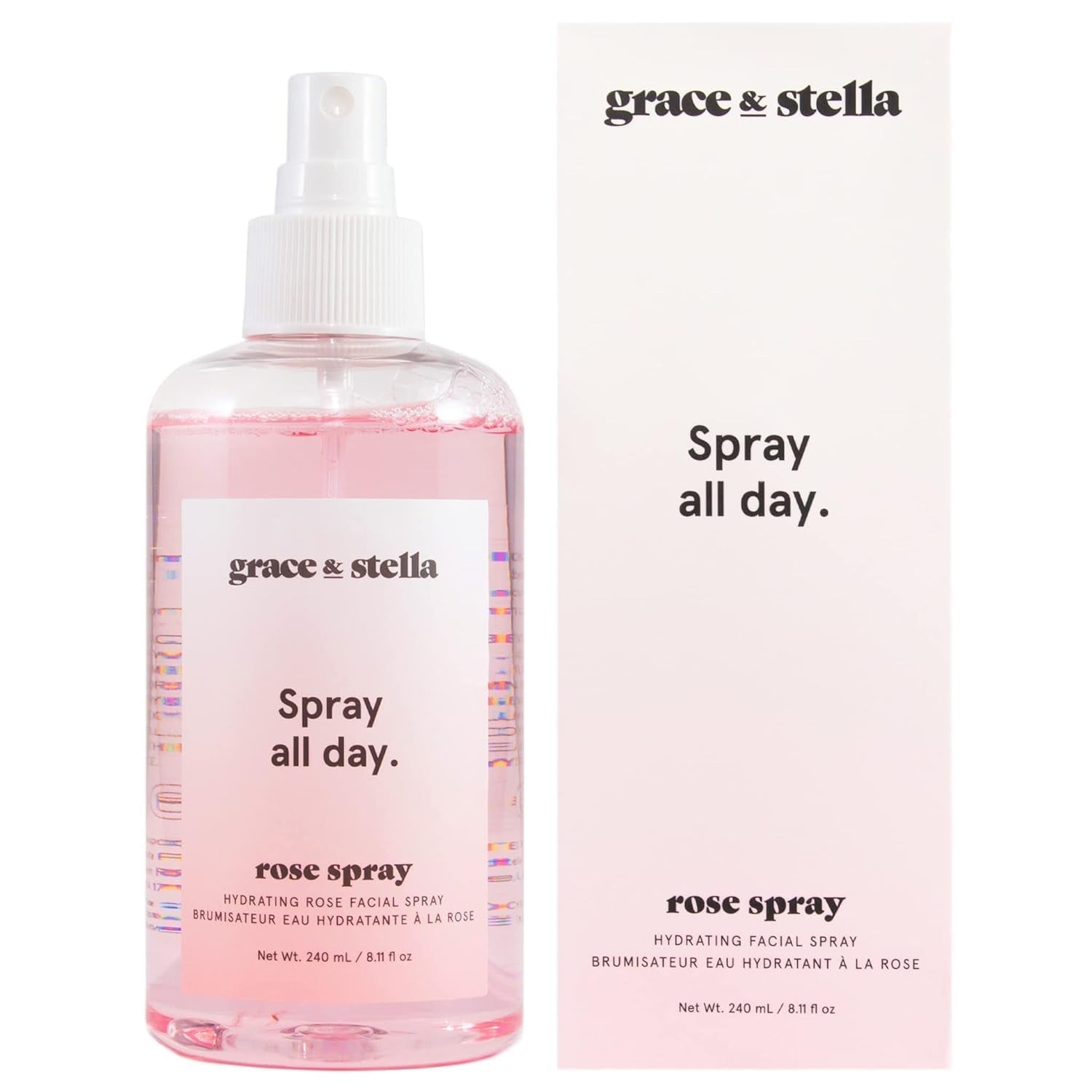 Spray Facial Grace & Stella, Galardonado Con El Premio, Agua De Rosas, 240 Ml