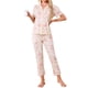 thumbnail image 2 of INSPIRE CHIC Conjunto de Pijama para Mujer con Botones, Estampado Floral de Tencel, Manga Corta, Cuello con Solapa, Pantalones con Bolsillos, Talla L, Amarillo, 2 of 6