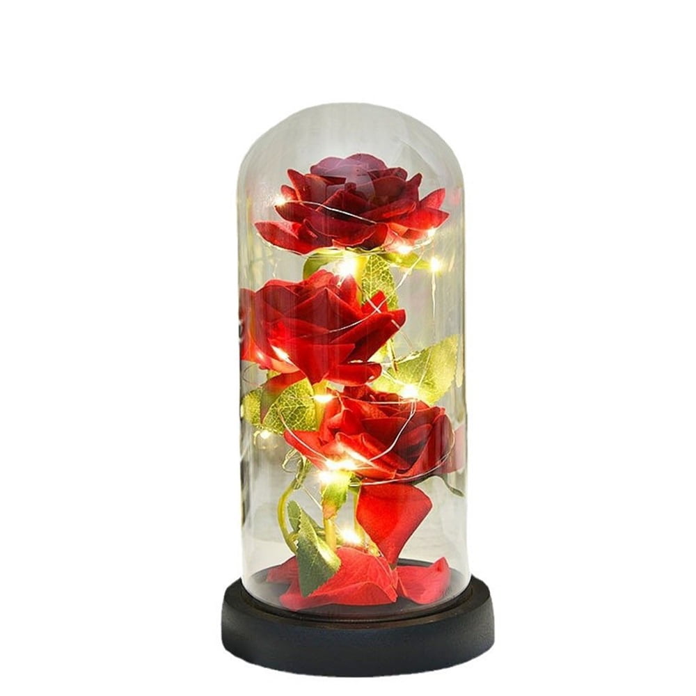 Xusx111 - Regalos De Flores De Navidad Para Mujeres, Rosa En Cúpula De Vidrio Con Modos De Luz,regalo De Navidad Romántico De La Rosa Eterna Para Ella,regalos De Cumpleaños De Navidad Para Mujeres Mam