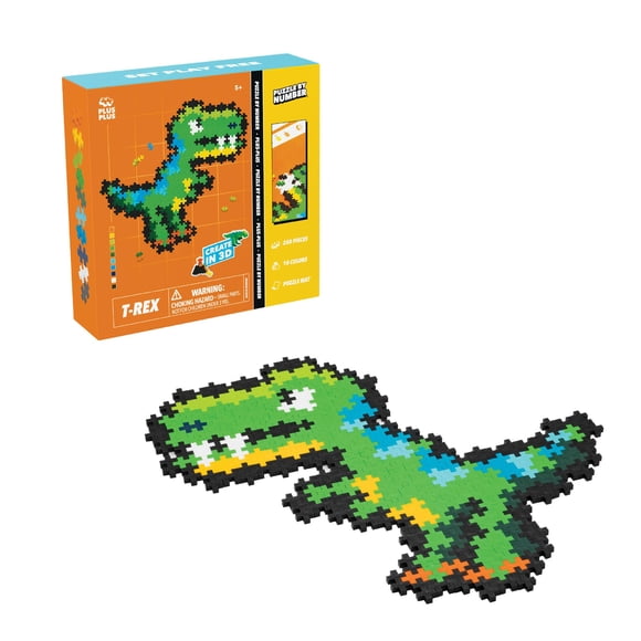 Puzzle PLUS PLUS T-Rex 250 piezas con folleto estampado para niños mayores de 5 años