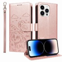 Funda Billetera Foxdock Compatible Con Iphone 14 Pro, Diseño Perrito Tierno, Ranuras Para Tarjetas Y Soporte Plegable