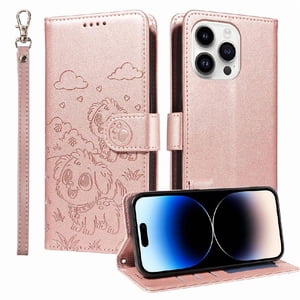 Funda Billetera Foxdock Compatible Con Iphone 14 Pro, Diseño Perrito Tierno, Ranuras Para Tarjetas Y Soporte Plegable