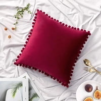 Todo Hogar Santiago De Chile - Cojín Terciopelo Con Pompones 45X45 - Rojo