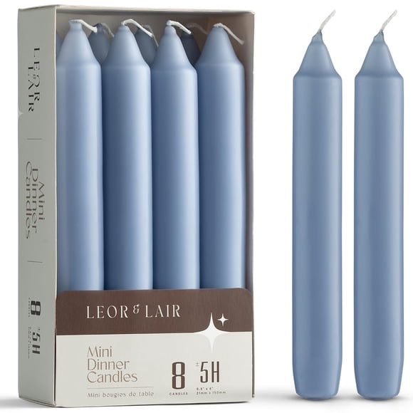 Velas de pilar Leor & Lair 15 cm Azul – Pack de 8