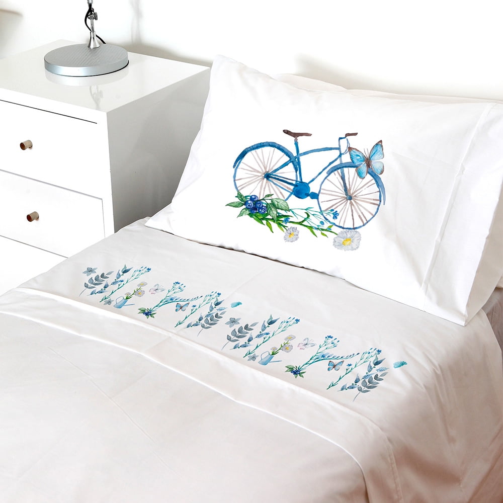 Tuyo Print - Juego De Sábanas 1,5 Pl Bici Azul