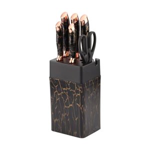 Mp - Set 7 Cuchillos De Cocina Marble Lux Negro Dorado
