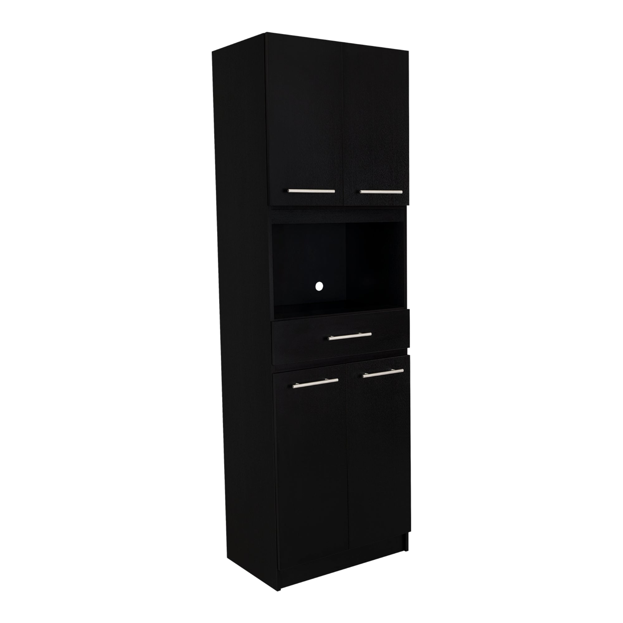 Fmfurniture - Mueble Microondas 4 Puertas 1 Cajon Fm-003N Negro