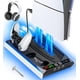 thumbnail image 1 of Soporte PS5 Estación de Enfriamiento AARONMEI 3 Niveles LED RGB Cargador Controladores 3 HUB USB Negro, 1 of 3