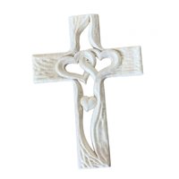 Bothyi - Cruz De Madera Tallada Corazón Entrelazado Para Acción De Gracias Cumpleaños Día De San Valentín Grande Blanco