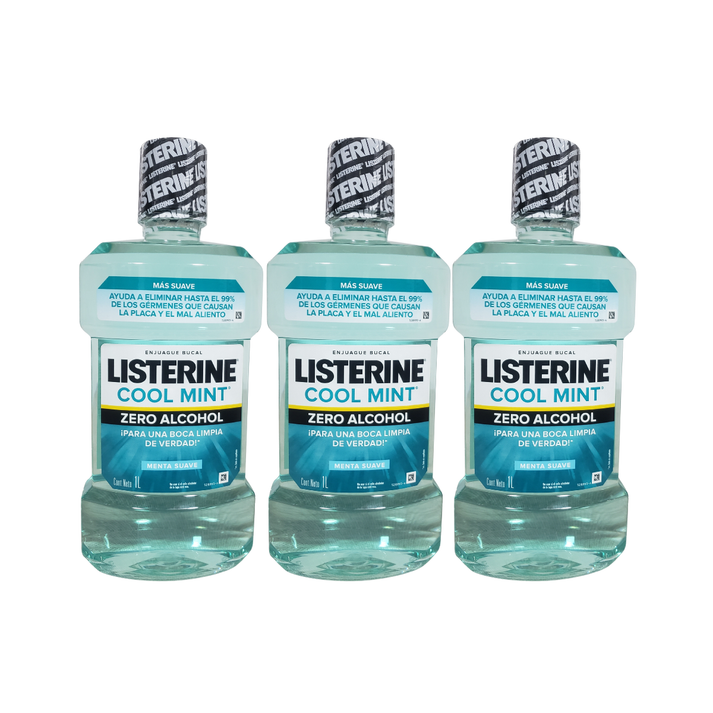 Pack 3 Enjuague Bucal Listerine 1L Cool Mint Protección Oral