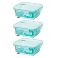 Pack 3 Contenedores Hermetico Vidrio Cuadrado 740Ml Allegra