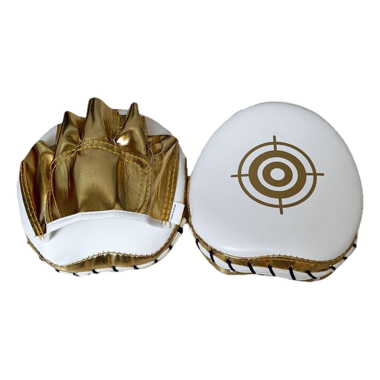 Ioensy - Manoplas De Boxeo Curvas Y Enfocadas, Multifuncionales, 16 X 17 X 4,5 Cm, Ergonómicas, De Piel Sintética, Color Dorado