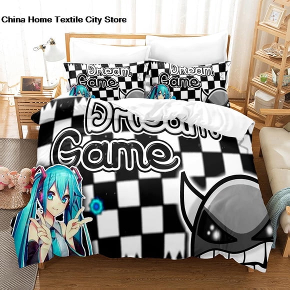 Geometry dash demon list Bedding Set Single Double King Bed Set Children's Bedroom Duvet Set Geometry dash demonList Bedding Bed Sheets