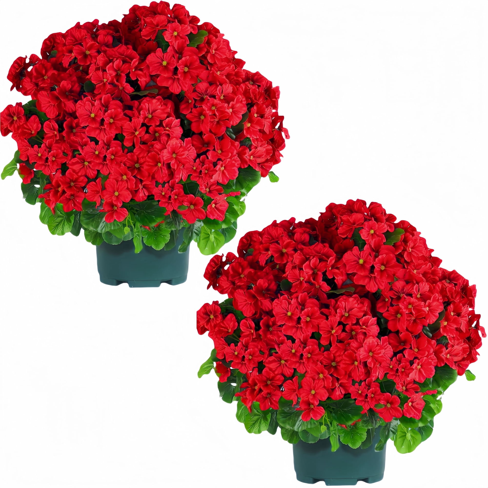 Planta Artificial Qianyun En Maceta Con Geranios Falsos, 50 Cm, Color Rojo
