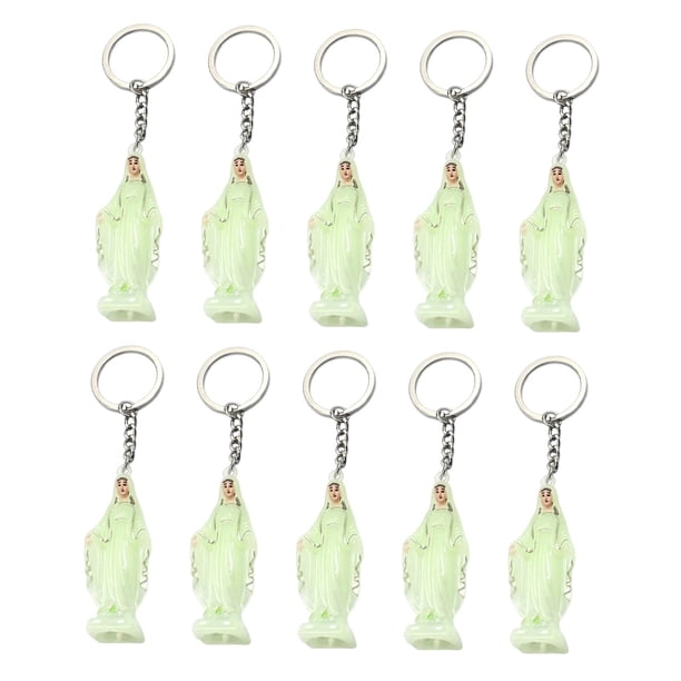 10 piezas de llaveros católicos, colgante de cadena, accesorio para llaves, para mujeres, hombres, llavero de María para cumpleaños, hogar, Verde