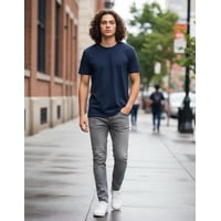 Jagima - Polera Premium Algodón 100% Manga Corta Basico Estampar Azul Oscuro L