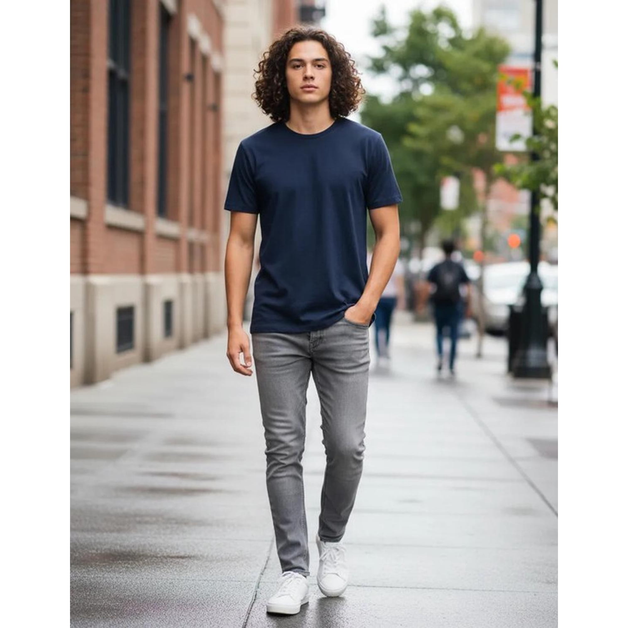 Jagima - Polera Premium Algodón 100% Manga Corta Basico Estampar Azul Oscuro 2xl