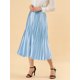 thumbnail image 5 of Falda de fiesta plisada midi con cintura elástica metálica para mujer de NOMADIC NOOK L Azul, 5 of 7