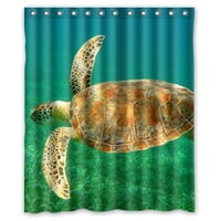 Pinghai - Cortina De Ducha De Tortuga Marina Con Ganchos, Tamaño 60 X 72 Pulgadas