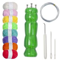 Magideal - Juego De Telar De Carrete De Punto, Mini Máquina De Tejer Con Aguja De Tracción, Gancho De Ganchillo, Herramienta Para Tejer Fácilmente, Hogar, Bricol Verde 8 Colores
