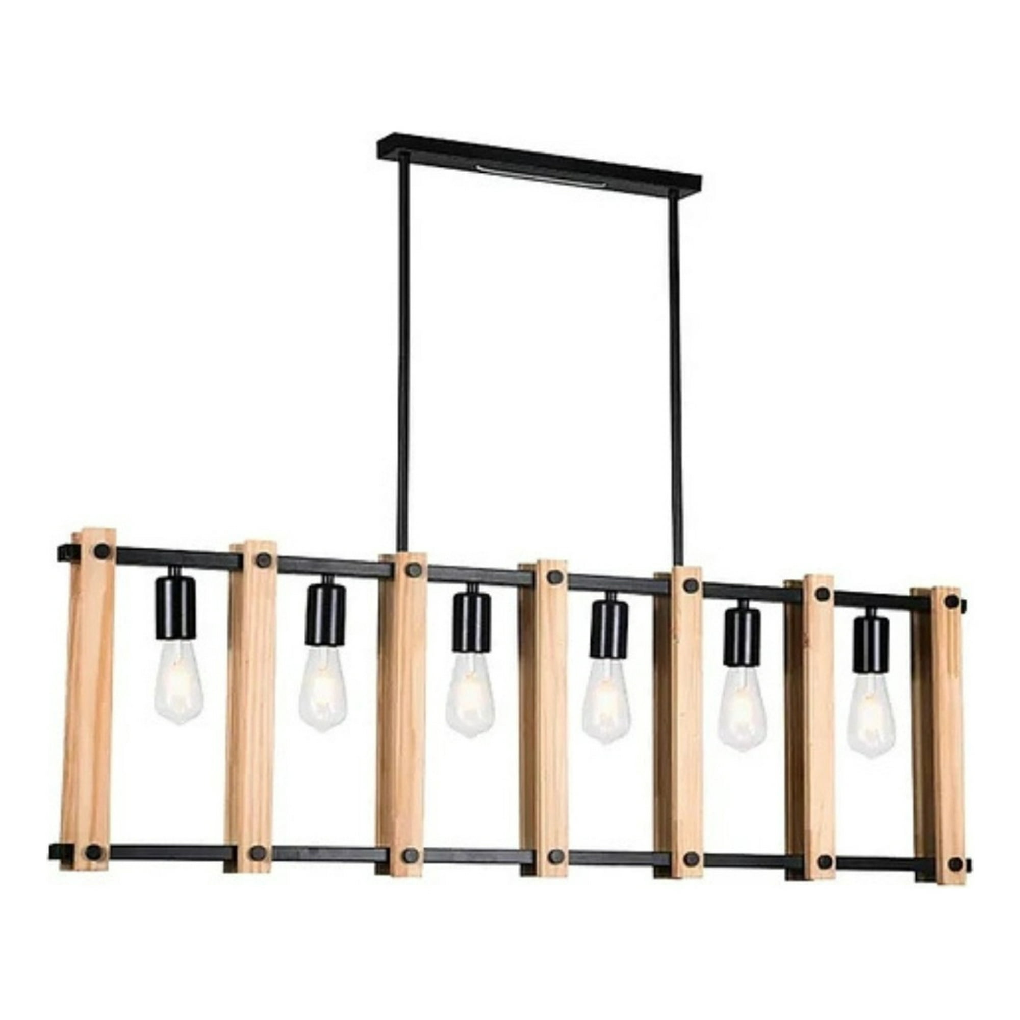 Genérico - Lámpara Colgante Techo Industrial Metal Madera 5 Luces Jhn