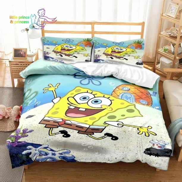 Cartoon Spongebobs Bedding Set Charactered Duvet Cover Sets Twin Size Sets Children'S Bedding Bed Sheets