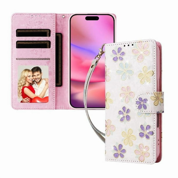 FOXDOCK Funda Tipo Cartera Floral para Samsung Galaxy S22 Ultra 5G ,Funda con Tapa de Cuero PU, Protección Antigolpes con Ranuras para Tarjetas y Soporte
