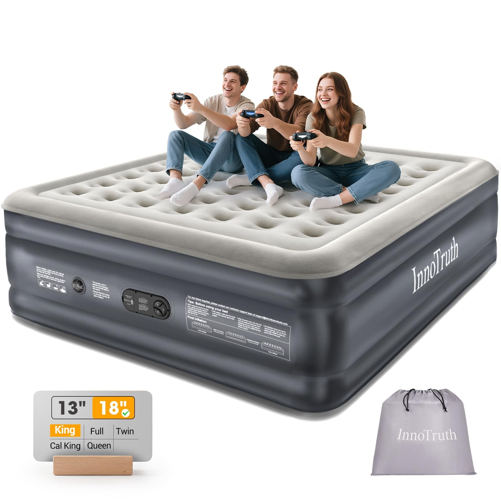 Colchón Inflable Innotruth King Size 80x76x46 Cm Con Bomba Incorporada