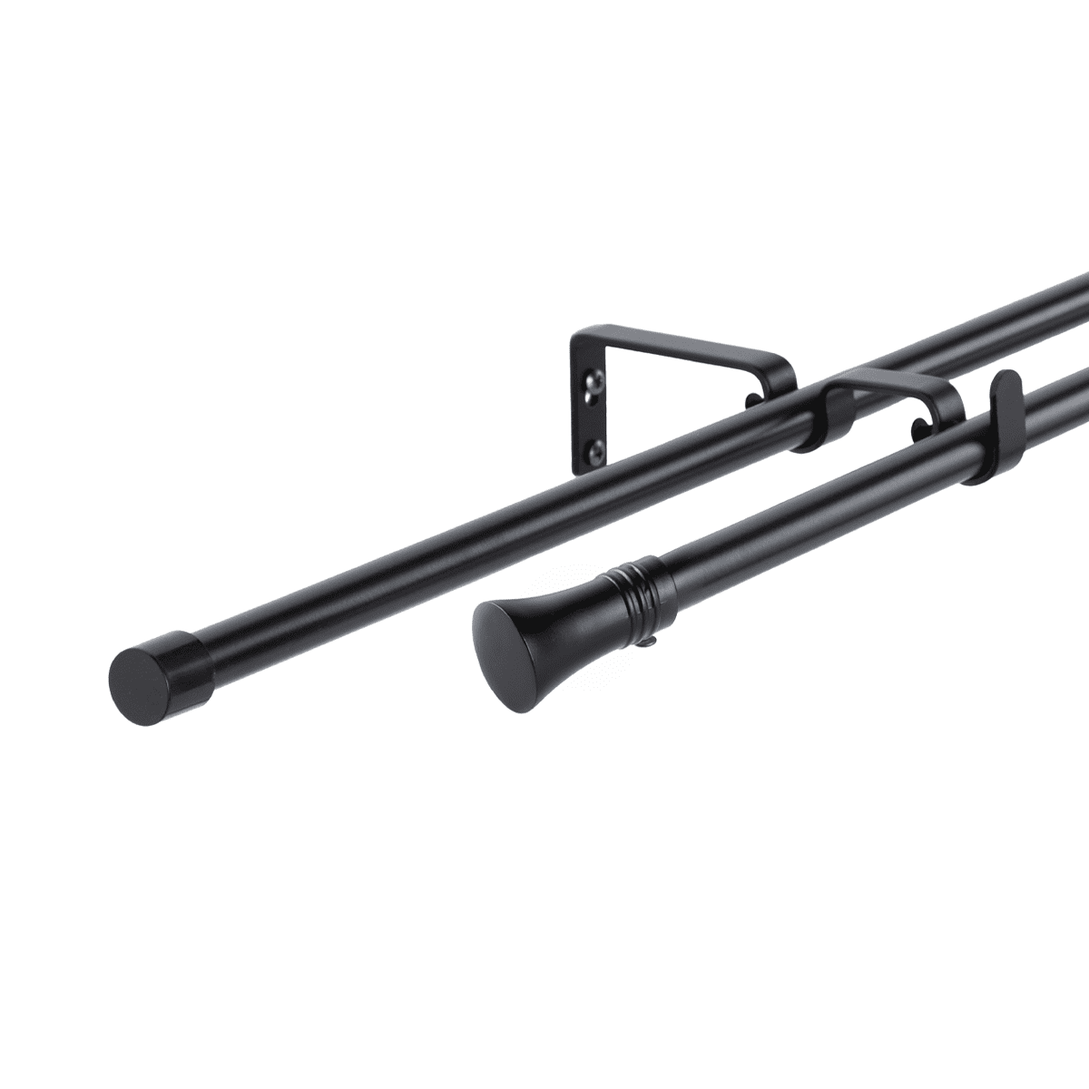 Metalhsa - Set Barras Para Cortina Doble 16/19 Mm Extensible De 170-320 Cm Negro Cónico