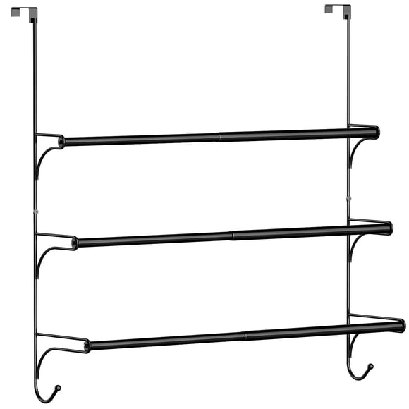 Toallero Auledio ajustable sobre la puerta triple, negro