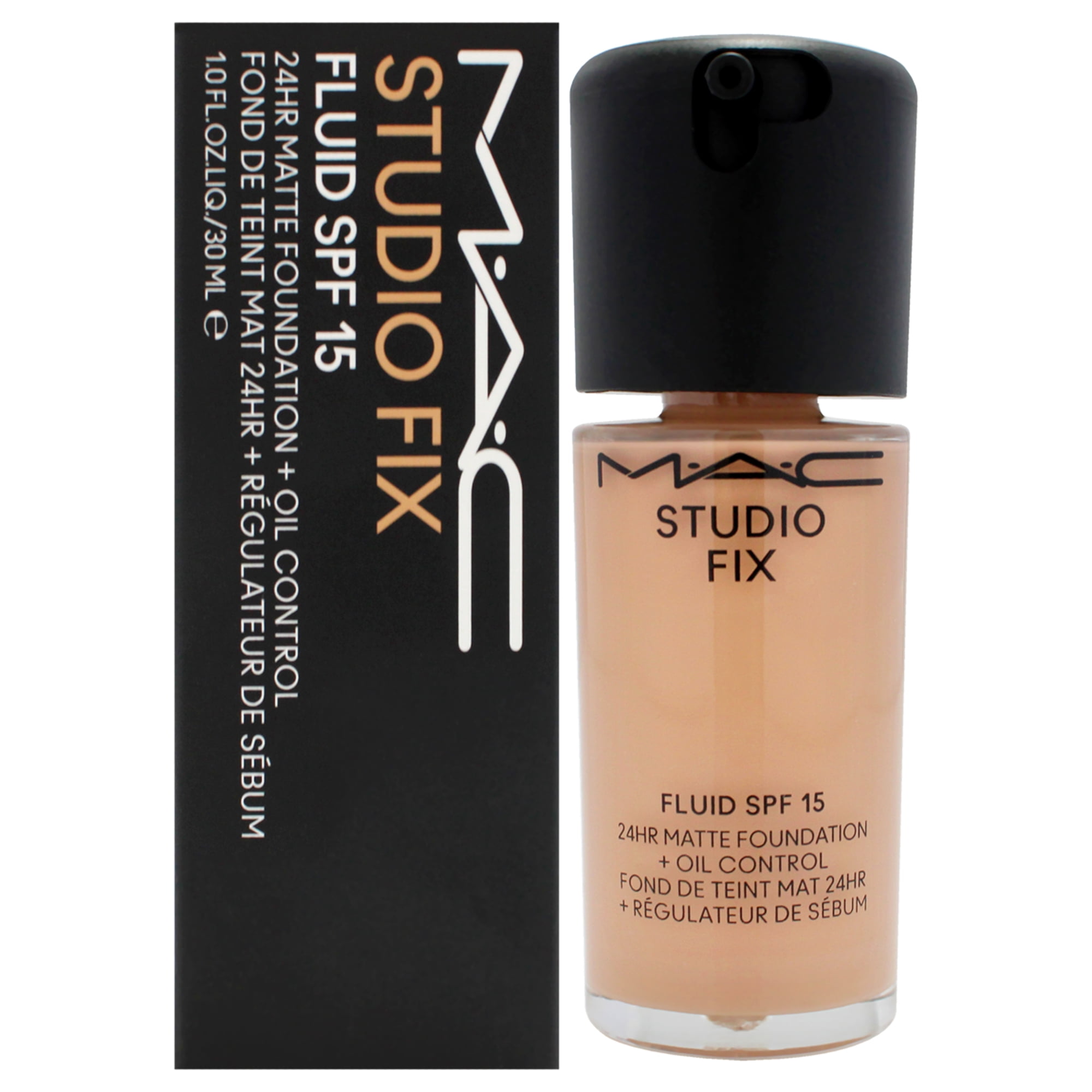 Base Mac Studio Fix Fluid Fps 15 Mate 24 Horas Más Control De Aceite Nw22 Beige Cálido Con Subtono Rosado 30ml Mujer
