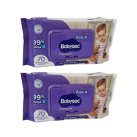 Pack 2 Toallitas Húmedas Babysec Hipoalergénicas Aloe Vera 70 Unidades C/U , 140 Toallitas,