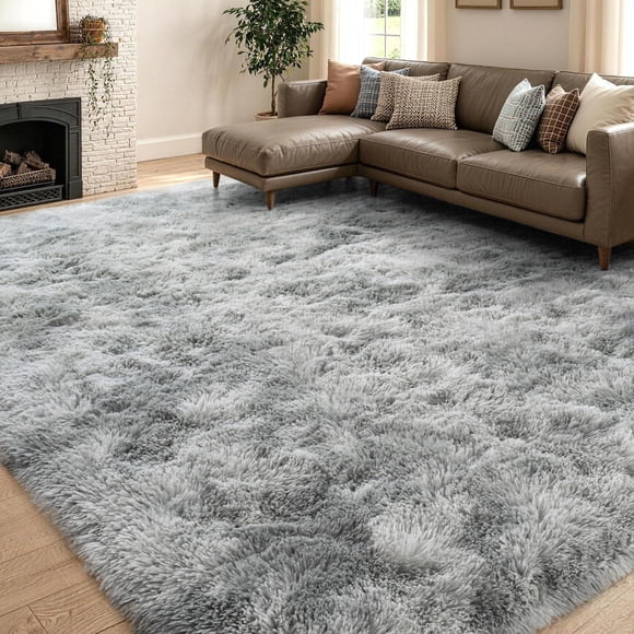 Alfombra simpWalnut 244 × 183 cm gris claro tie‑dye