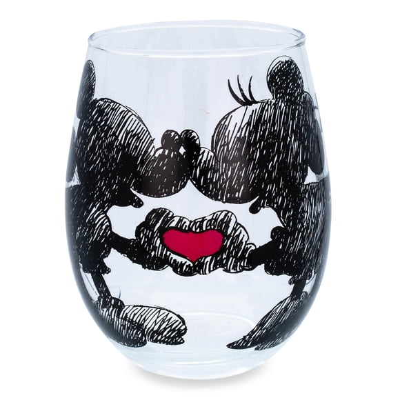 Vaso para copa de vino con forma de corazón de Mickey y Minnie Mouse de Disney