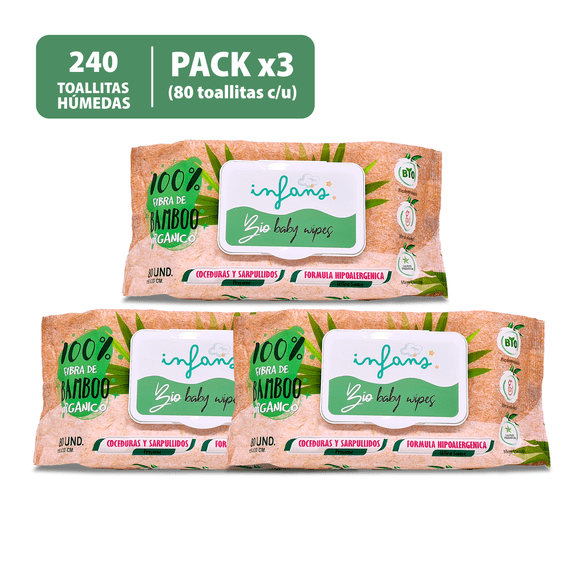 INFANS Fibra de Bambú Bio Baby Wipes Toallitas Húmedas - 240 Unidades