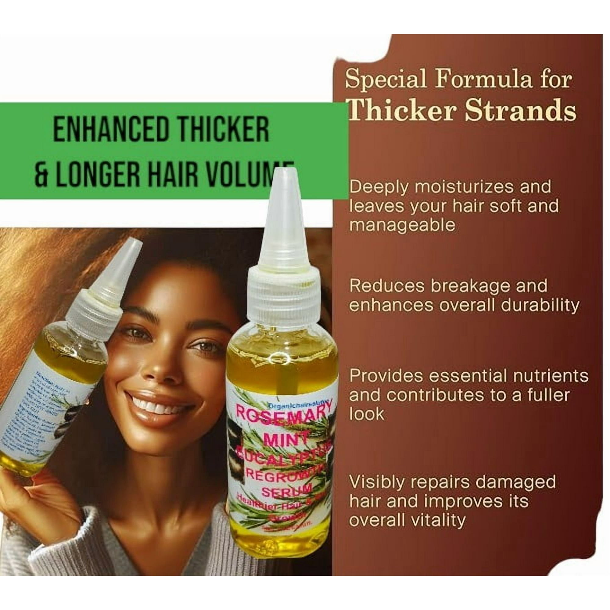 Organic Hair Solution - Rosemary Menta Eucalyptus Cuero Cabelludo Y Aceite De Crecimiento Del Cabello: Para Cabello Más Largo, Más Largo Y Completo 2 Oz