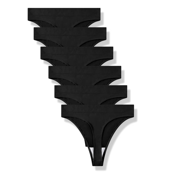 Tanga GRANKEE para mujer, sin costuras, no se ve, paquete de 6, color negro L