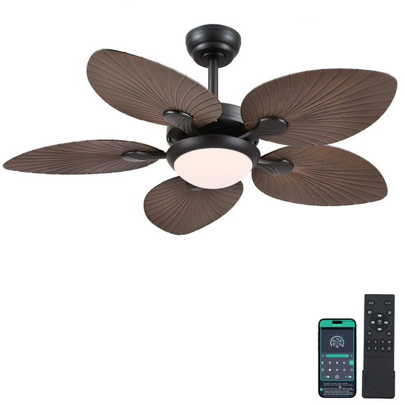 Ventilador de techo Wiviniya Tropical de 44 pulgadas para interiores y exteriores con luz
