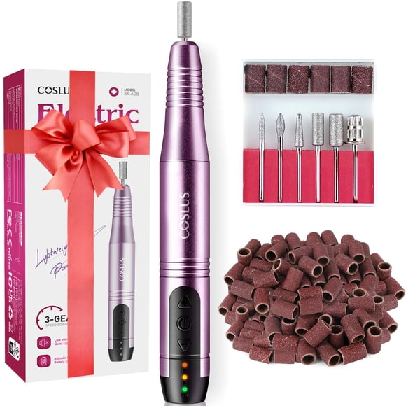 Lima eléctrica inalámbrica COSLUS para manicura con taladro de uñas, color morado