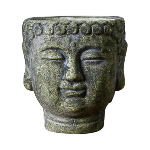 Ioensy - Cemento Buddha Head Flower Statue Bonsai Flor Flor