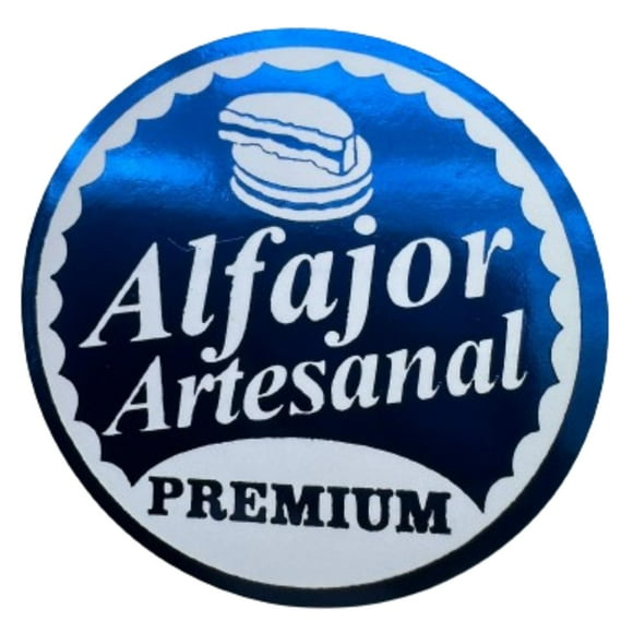 Sticker Alfajor Azul Rey 100un 38mm