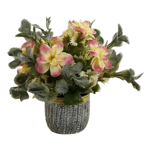 Planta Artificial Decorativa Acuarelada Cestería Rústica Jhn