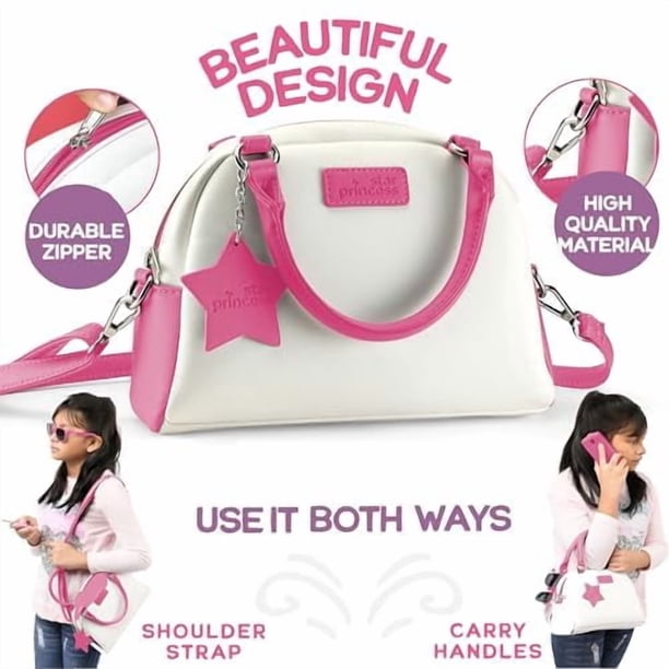 Set De Maquillaje Infantil Con Bolso Y Accesorios De Juego – Incluye Base, Pintalabios, Móvil Con Sonido, Llaves, Tarjetas, Gafas De Sol Y Monedero, Regalo Para Niñas De 3 A 6 Años