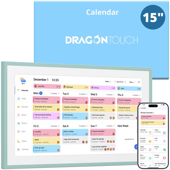 Marco digital Dragon Touch de 39 cm, pantalla táctil verde