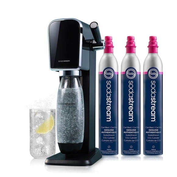 SodaStream Art Máquina para Agua con Gas Negra con Paquete de 3 CO2