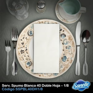 Servilleta Sanelle Spumo Blanca Mantel 40 Doble Hoja Doblada 1/8 Caja De 960 Unidades