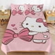 thumbnail image 3 of Cartoon Hello Kitty Bowknot Heart Girl Room Decor Size Bedding Set for Kids 3 Piece Bedding with 1 Flat Sheet And 2 Pillowcases Twin, 3 of 5