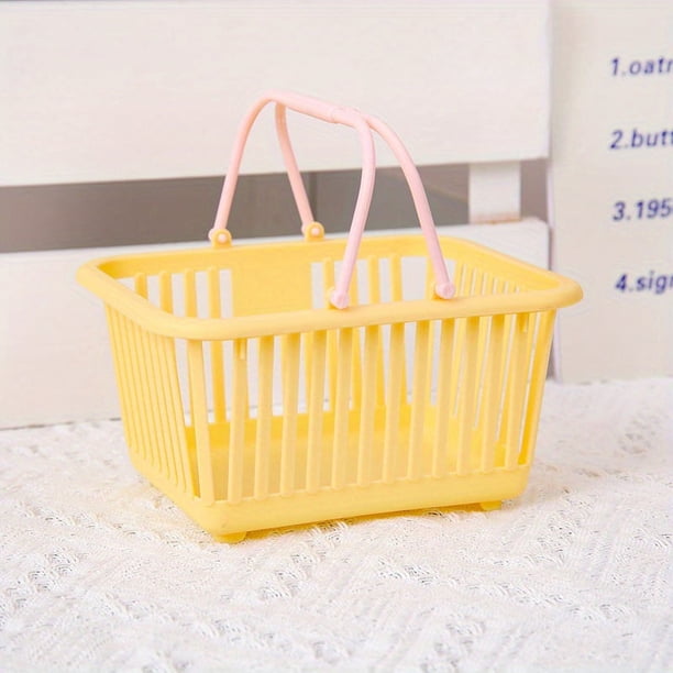 1pc Stylish Shopping Basket Stationery Storage Box for Girls and Students - Perfect for Organizing and Storing School Supplies
